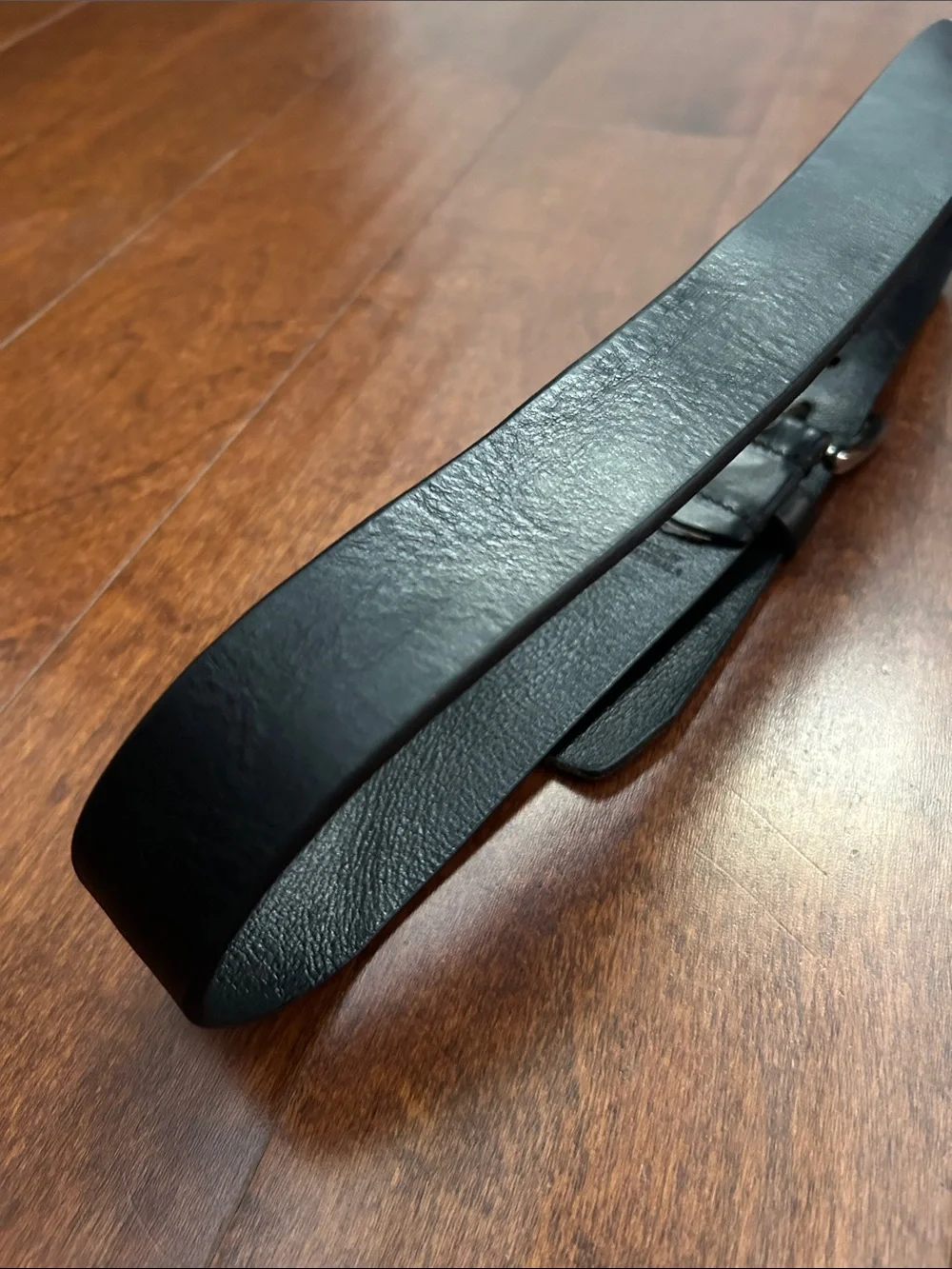 Fossil Men's Black Leather Belt with Silver Buckle, 80/32